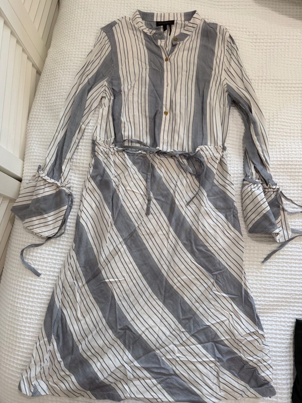 Donna Karan Striped Tie-Waist Shirt Dress